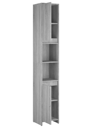 Badkamerkast 30X30X183,5 Cm Bewerkt Hout Eiken Grijs Sonoma