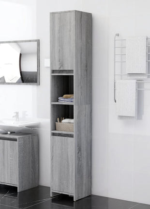 Badkamerkast 30X30X183,5 Cm Bewerkt Hout Eiken Grijs Sonoma