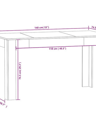 Eettafel 140x74,5x76 cm bewerkt hout gerookt eikenkleurig