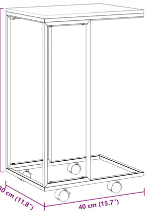 Bijzettafel Met Wieltjes 40X30X63,5 Bewerkt Hout