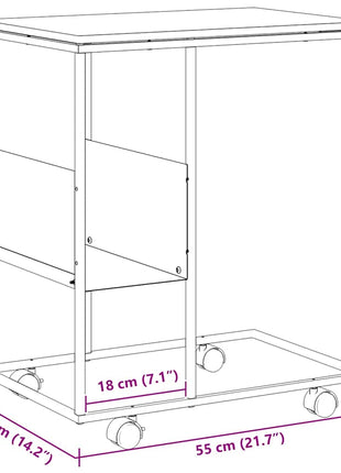 Bijzettafel Met Wieltjes 55X36X63,5 Cm Bewerkt Hout