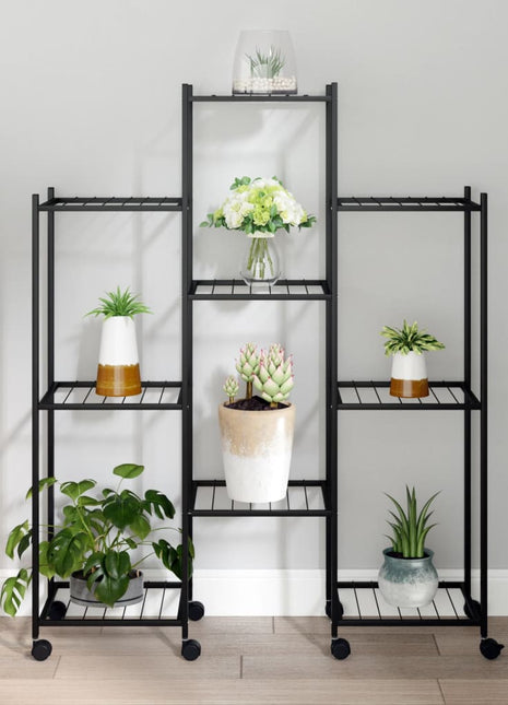 Bloemenstandaard Met Wielen 83X25X103,5 Cm Ijzer Zwart