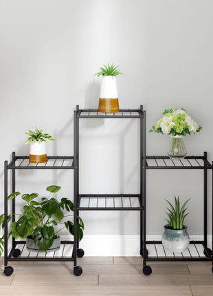 Bloemenstandaard Met Wielen 83X25X63,5 Cm Ijzer Zwart