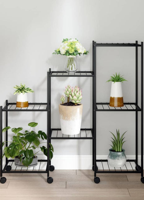 Bloemenstandaard Met Wielen 83X25X83,5 Cm Ijzer Zwart
