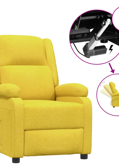 Fauteuil verstelbaar elektrisch stof geel