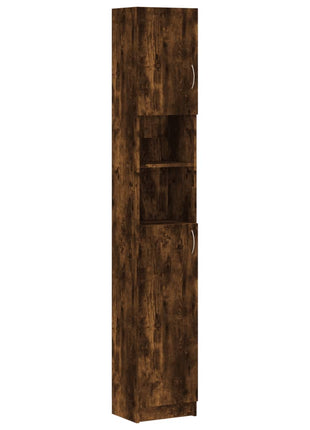 Badkamerkast 32x25,5x190 cm bewerkt hout gerookt eikenkleurig