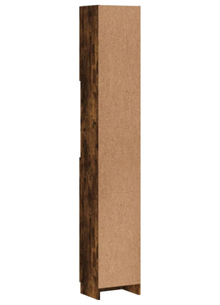 Badkamerkast 32x25,5x190 cm bewerkt hout gerookt eikenkleurig