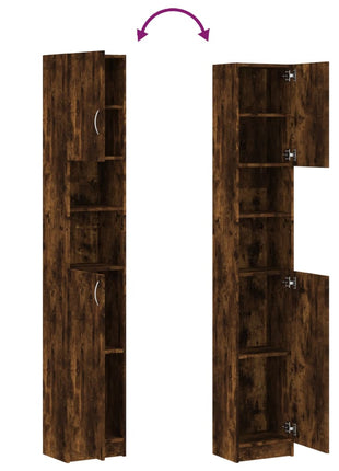 Badkamerkast 32x25,5x190 cm bewerkt hout gerookt eikenkleurig