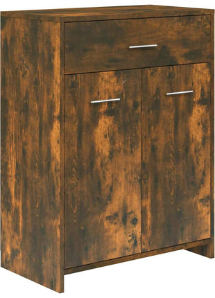 Badkamerkast 60x33x80 cm bewerkt hout gerookt eikenkleurig