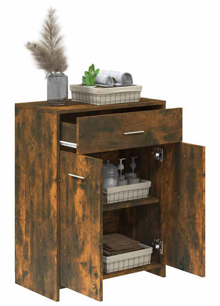 Badkamerkast 60x33x80 cm bewerkt hout gerookt eikenkleurig