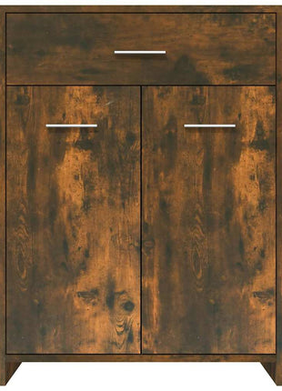 Badkamerkast 60x33x80 cm bewerkt hout gerookt eikenkleurig