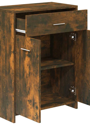 Badkamerkast 60x33x80 cm bewerkt hout gerookt eikenkleurig