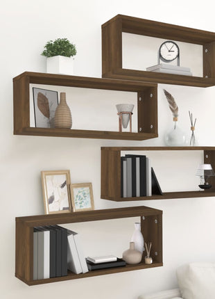 Wandschappen Kubus 60X15X23 Cm Bewerkt Hout