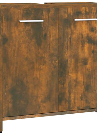 Badkamerkast 60x33x60 cm bewerkt hout gerookt eikenkleurig