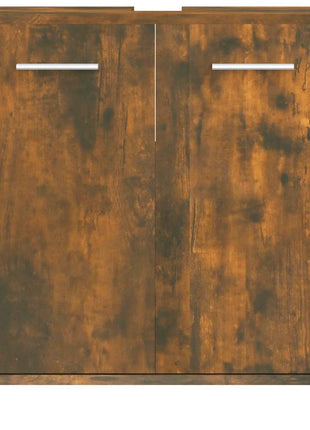 Badkamerkast 60x33x60 cm bewerkt hout gerookt eikenkleurig