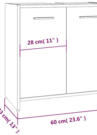 Badkamerkast 60x33x60 cm bewerkt hout gerookt eikenkleurig