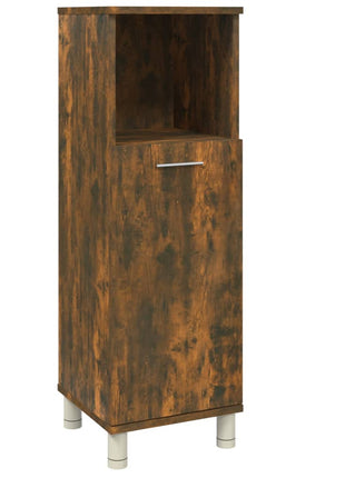 Badkamerkast 30x30x95 cm bewerkt hout gerookt eikenkleurig