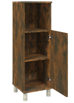 Badkamerkast 30x30x95 cm bewerkt hout gerookt eikenkleurig