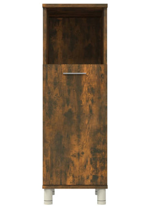 Badkamerkast 30x30x95 cm bewerkt hout gerookt eikenkleurig