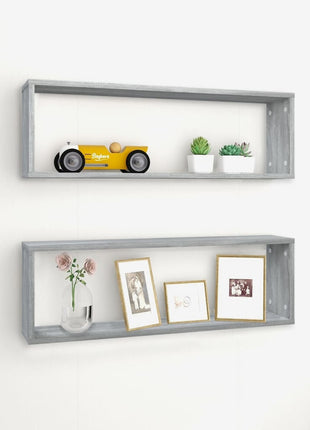 Wandschappen Kubus 80X15X26,5 Cm Bewerkt Hout Bruineiken