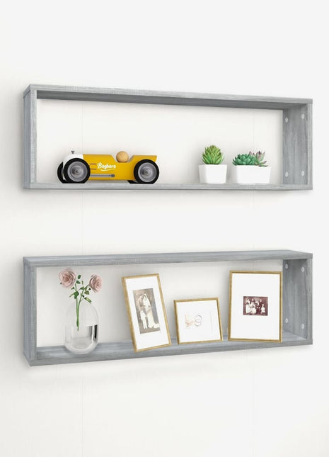 Wandschappen Kubus 80X15X26,5 Cm Bewerkt Hout Bruineiken