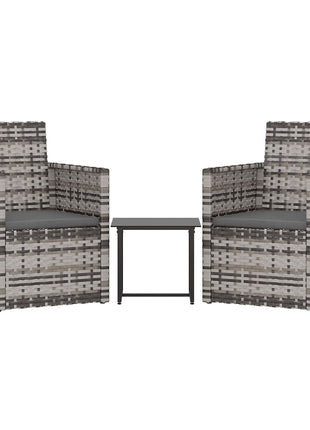 Loungeset Met Kussens Poly Rattan Grijs