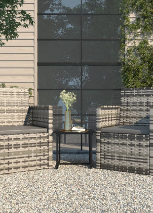 Loungeset Met Kussens Poly Rattan Grijs