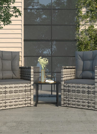 Loungeset Met Kussens Poly Rattan Grijs