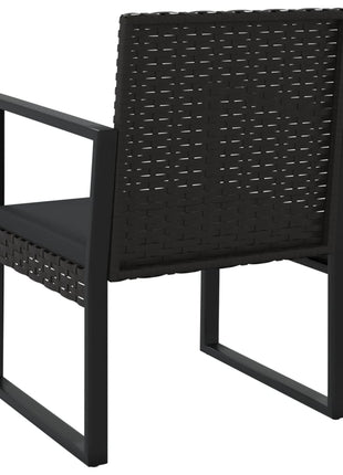 3-Delige Loungeset Met Kussens Poly Rattan Zwart