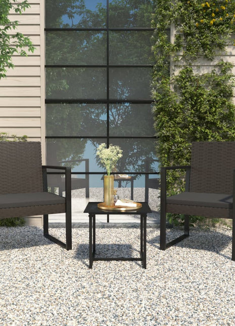 3-Delige Loungeset Met Kussens Poly Rattan Zwart