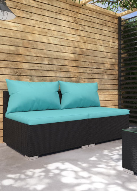 2-Delige Loungeset Met Kussens Poly Rattan