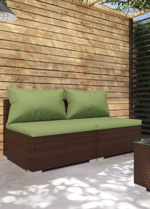 2-Delige Loungeset Met Kussens Poly Rattan