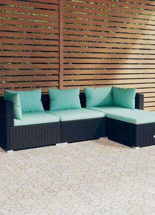 4-Delige Loungeset Met Kussens Poly Rattan