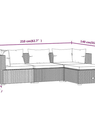 4-Delige Loungeset Met Kussens Poly Rattan