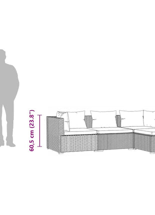 4-Delige Loungeset Met Kussens Poly Rattan