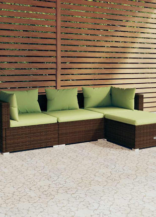 4-Delige Loungeset Met Kussens Poly Rattan
