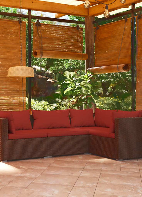 4-Delige Loungeset Met Kussens Poly Rattan