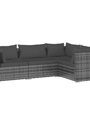 4-Delige Loungeset Met Kussens Poly Rattan