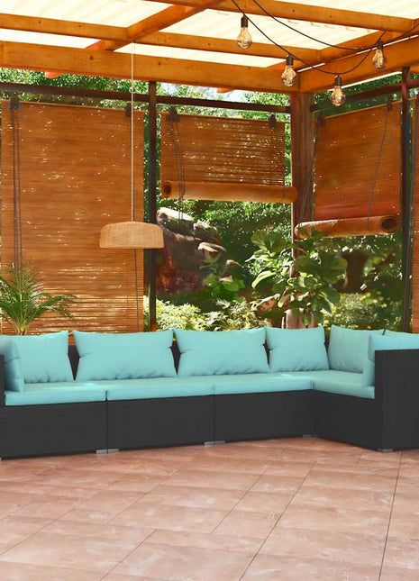 5-Delige Loungeset Met Kussens Poly Rattan