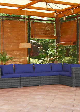 5-Delige Loungeset Met Kussens Poly Rattan