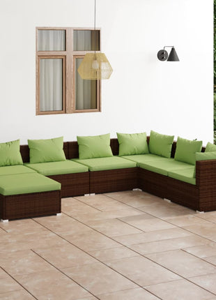 7-Delige Loungeset Met Kussens Poly Rattan
