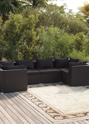 6-Delige Loungeset Met Kussens Poly Rattan