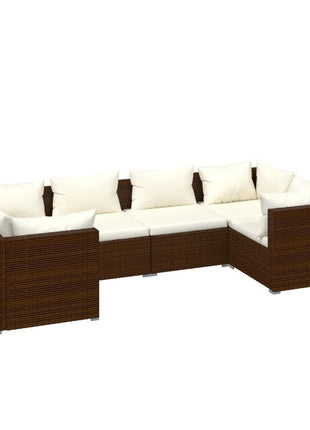 6-Delige Loungeset Met Kussens Poly Rattan