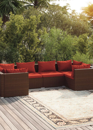6-Delige Loungeset Met Kussens Poly Rattan