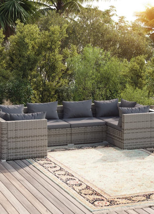 6-Delige Loungeset Met Kussens Poly Rattan