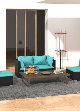 4-Delige Loungeset Met Kussens Poly Rattan