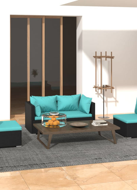 4-Delige Loungeset Met Kussens Poly Rattan