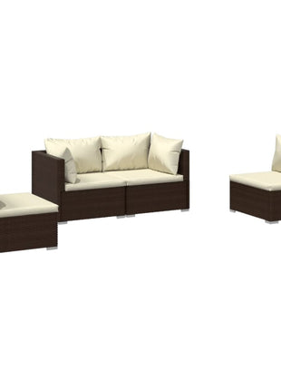 4-Delige Loungeset Met Kussens Poly Rattan