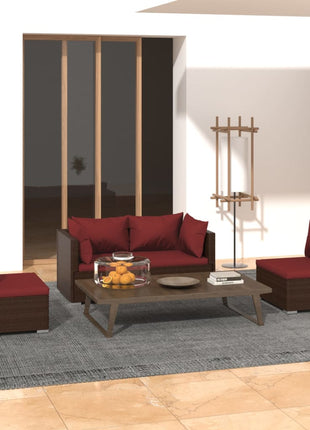 4-Delige Loungeset Met Kussens Poly Rattan