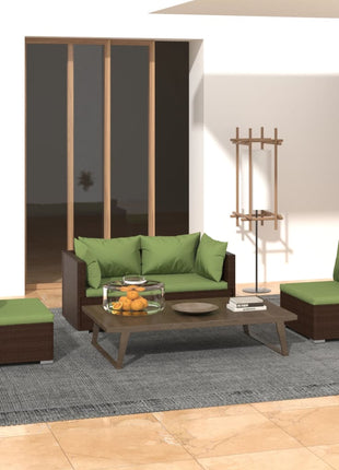 4-Delige Loungeset Met Kussens Poly Rattan
